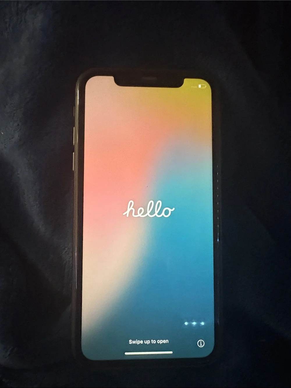 Apple Black Smartphone with Gradient Welcome Display